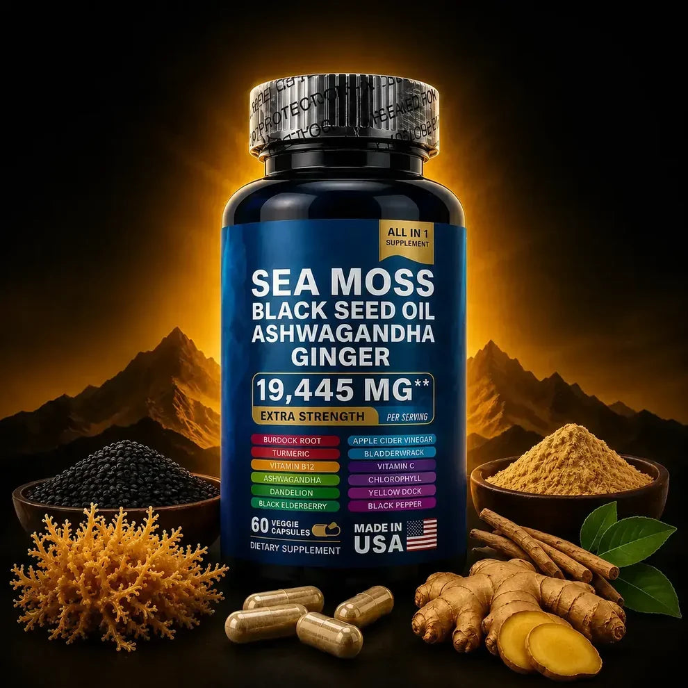 Black Seed Oil, Sea Moss, Ashwagandha & Ginger Capsules
